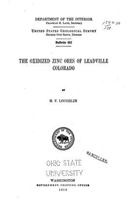 The Oxidized Zinc Ores of Leadville Colorado