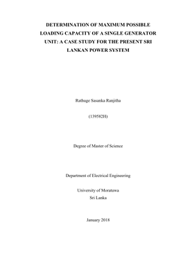 A Case Study for the Present Sri Lankan Power System