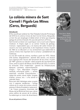 La Colònia Minera De Sant Corneli I Fígols-Les Mines (Cercs, Berguedà)