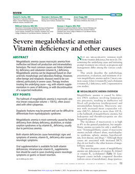 Severe Megaloblastic Anemia: Vitamin Deficiency and Other Causes