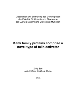 Kank Family Proteins Comprise a Novel Type of Talin Activator