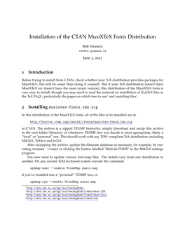 Installation of the CTAN Musixtex Fonts Distribution