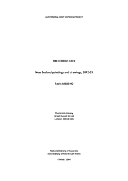 SIR GEORGE GREY New Zealand Paintings and Drawings, 1842-53