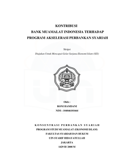 Kontribusi Bank Muamalat Indonesia Terhadap Program Akselerasi Perbankan Syariah