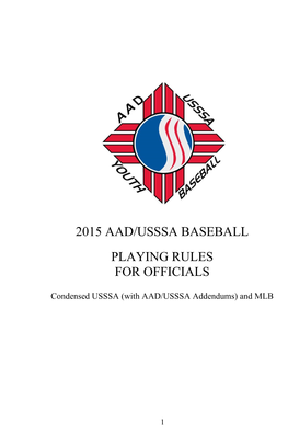 2015 Aad/Usssa Baseball Playing Rules for Officials