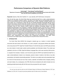 Performance Comparison of Dynamic Web Platforms