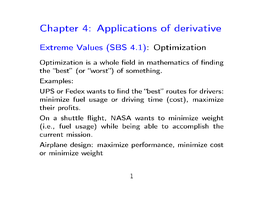 Chapter 4: Applications of Derivative