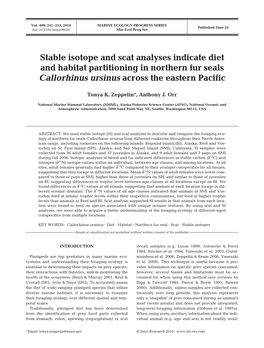 Stable Isotope and Scat Analyses Indicate Diet and Habitat Partitioning in Northern Fur Seals Callorhinus Ursinus Across the Eastern Pacific