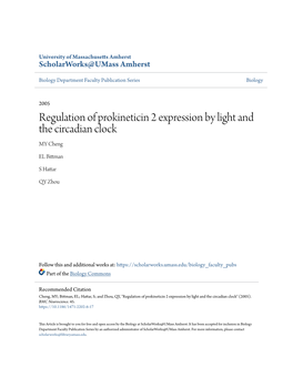 Regulation of Prokineticin 2 Expression by Light and the Circadian Clock MY Cheng