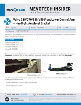 Volvo C30/C70/S40/V50 Front Lower Control Arm – Headlight Autolevel Bracket