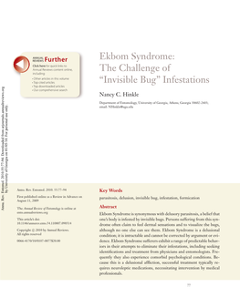 Ekbom Syndrome: the Challenge of “Invisible Bug” Infestations