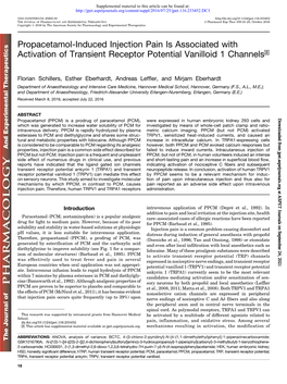 Propacetamol-Induced Injection Pain Is Associated with Activation of Transient Receptor Potential Vanilloid 1 Channels S