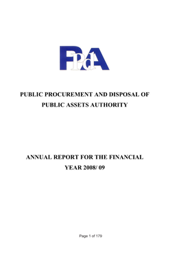 Public Procurement and Disposal of Public Assets Authority