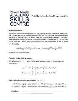 Partial Derivatives, Gradient, Divergence and Curl