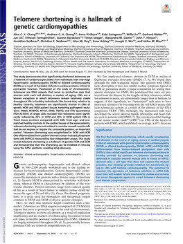 Telomere Shortening Is a Hallmark of Genetic Cardiomyopathies