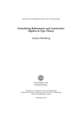 Formalizing Refinements and Constructive Algebra in Type