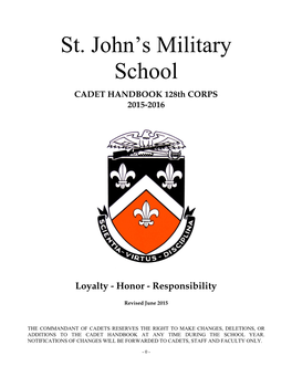 CADET HANDBOOK 128Th CORPS 2015-2016