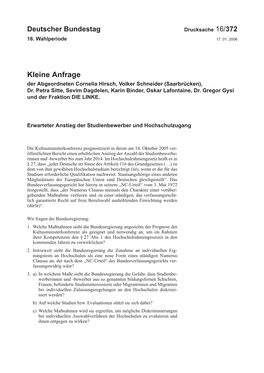 Kleine Anfrage Der Abgeordneten Cornelia Hirsch, Volker Schneider (Saarbrücken), Dr