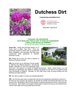 DUTCHESS DIRT PAYS a VISIT to ENGLISH GARDENERS CAROLA and NICHOLAS WARREN by Sue Grumet, Master Gardener Volunteer