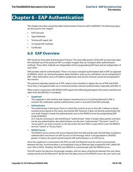 CHAPTER 6 - EAP AUTHENTICATION the PROCESS Chapter 6 - EAP Authentication