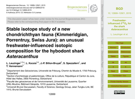 Freshwater-Influenced 18Op for the Shark Asteracanthus