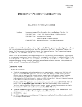 IPI, Programming and Configuration S/W Pkg, V5.02, GFK-1177