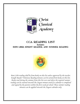 CCA READING LIST Includes BONI LIBRI, KNIGHT READER, and SUMMER READING