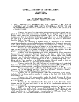 General Assembly of North Carolina Session 2005 Ratified Bill Resolution 2005-34 Senate Joint Resolution 1170 a Joint Resolution