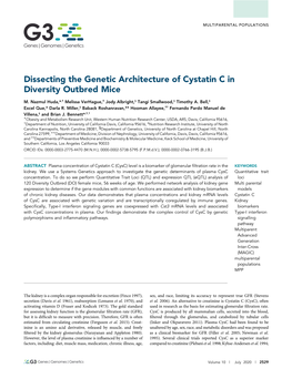 Dissecting the Genetic Architecture of Cystatin C in Diversity Outbred Mice