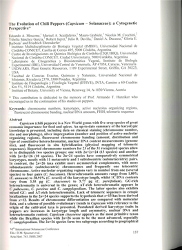 The Evolution of Chili Peppers (Capsicum - Solanaceae): a Cytogenetic Perspective� Eduardo A