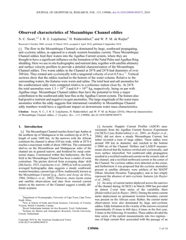 Observed Characteristics of Mozambique Channel Eddies N