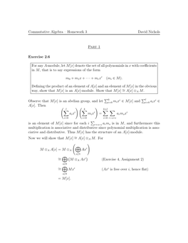 Commutative Algebra – Homework 3 David Nichols Part 1 Exercise 2.6