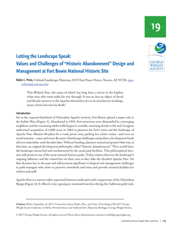 Values and Challenges of “Historic Abandonment” Design and Management at Fort Bowie National Historic Site