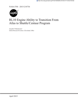 RL10 Engine Ability to Transition from Atlas to Shuttle/Centaur Program