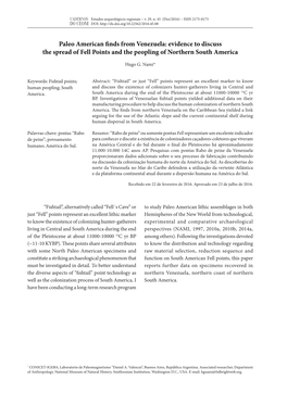 Paleo American Finds from Venezuela: Evidence to Discuss the Spread of Fell Points and the Peopling of Northern South America