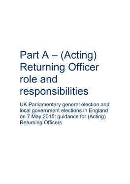 Part a Returning Officer Guidance