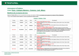 Pavia – Codogno; Mantova – Cremona - Lodi - Milano