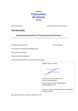 Evolutionary Dynamics of Tyrannosauroid Dinosaurs