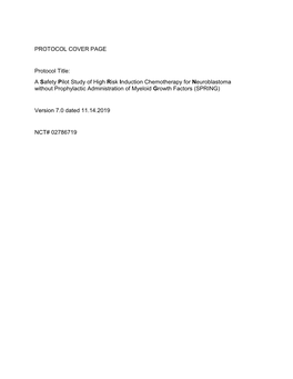 A Safety Pilot Study of High Risk Induction Chemotherapy for Neuroblastoma Without Prophylactic Administration of Myeloid Growth Factors (SPRING)