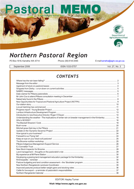 Pastoral Memo – Northern Pastoral Region September 2006