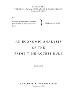 An Economic Analysis of the Prime Time Access Rule