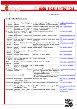 Eventi Sul Territorio Novarese