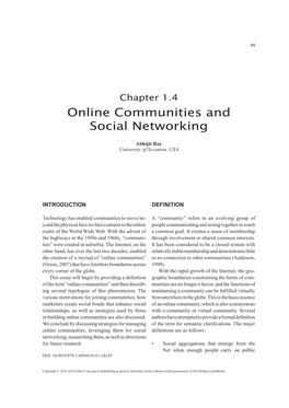 Online Communities and Social Networking