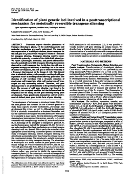 Identification of Plant Genetic Loci Involved in a Posttranscriptional