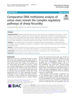 Comparative DNA Methylome Analysis of Estrus Ewes Reveals The