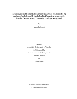 Reconstruction of Local and Global Marine Paleoredox Conditions For