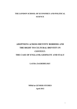 Adoptions Across Identity Borders and the Right to Cultural Identity in England Germany and Italy VERSIONE FINALE Copy 2