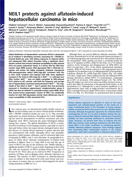 NEIL1 Protects Against Aflatoxin-Induced Hepatocellular Carcinoma in Mice