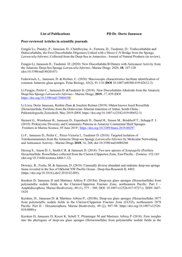 List of Publications PD Dr. Dorte Janussen Peer-Reviewed Articles In