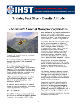 Training Fact Sheet - Density Altitude